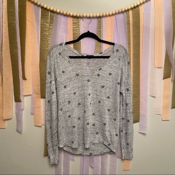 Rails Sami Heather Gray Rivet Stars Long Sleeve Tee Shirt Women’s Small Linen - Picture 2 of 8